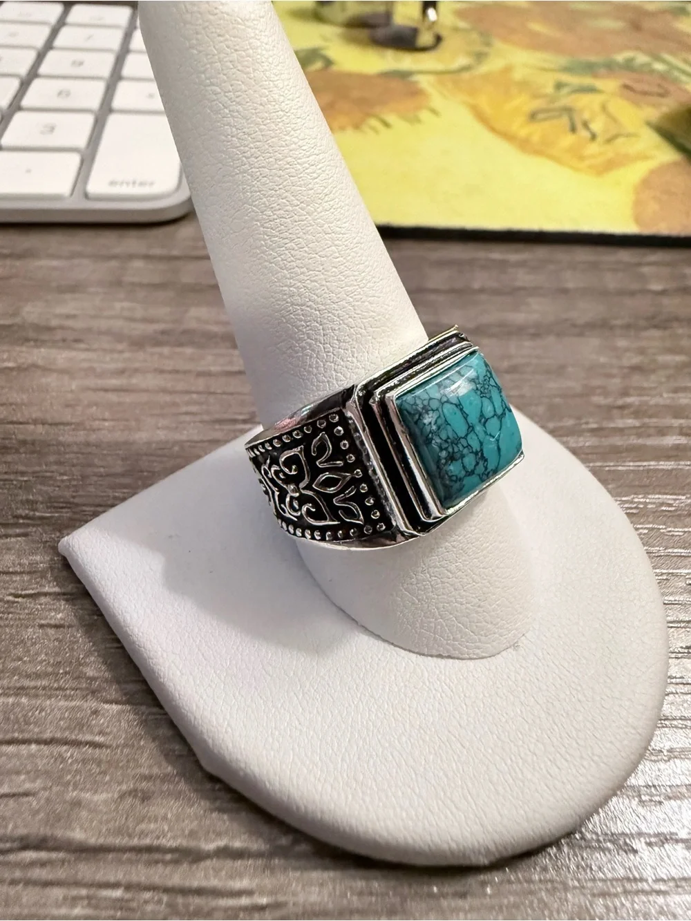 Sterling Silver Turquoise Square Statement Ring